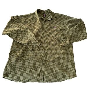 Y2K Willie Esco Shirt XL Geometric Tile Print Green NAS Hip Hop Streetwear